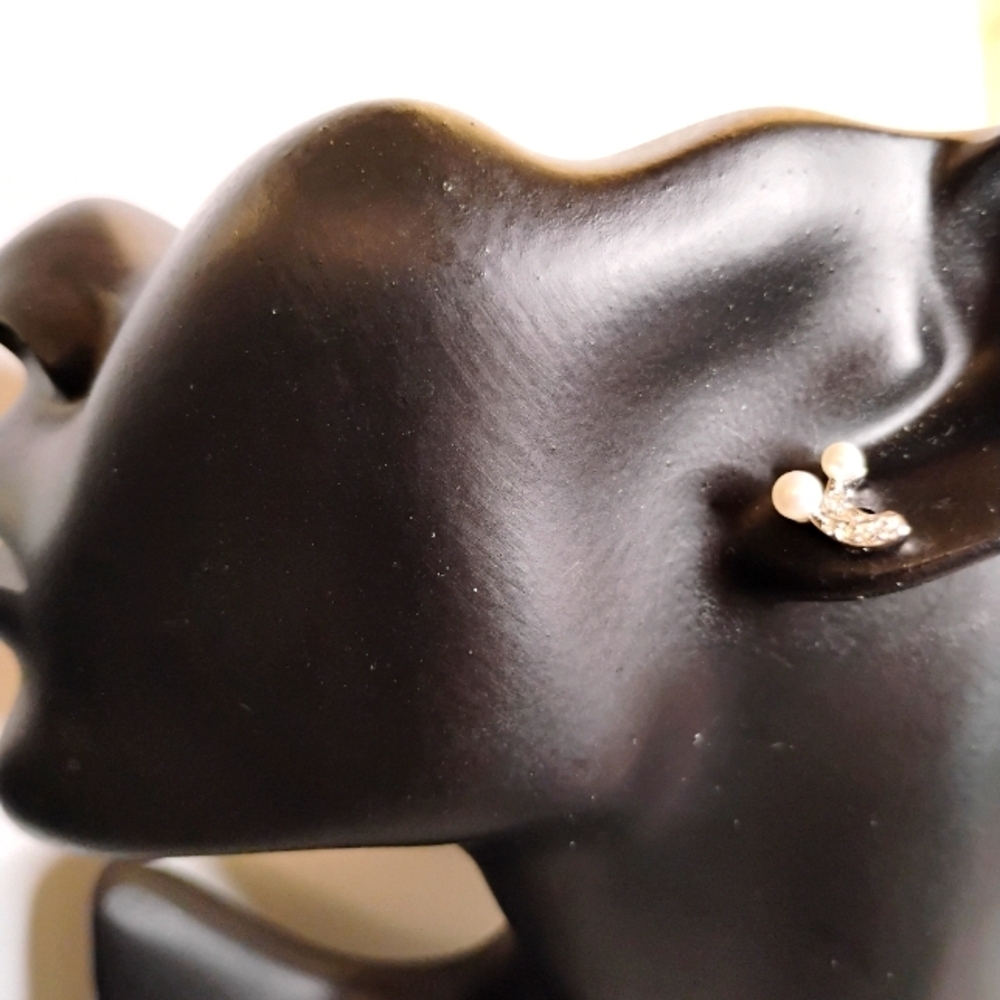 Swarovski Stamped Crystal & Pearl 14K G‎ Post Earrings